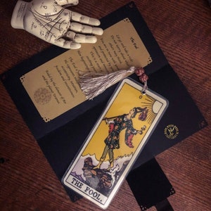 Marcador de Tarot con minilectura / Tirada de una carta / Rider Waite / Hecho a mano / Mensaje divino / Orientación / Regalo