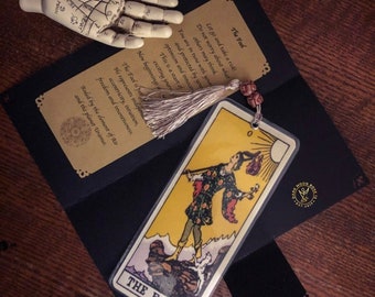 Tarot Lesezeichen mit Mini Legung | Eine Karte Anziehen | ReiterWaite | Handarbeit | Göttliche Botschaft | Anleitung | Geschenk