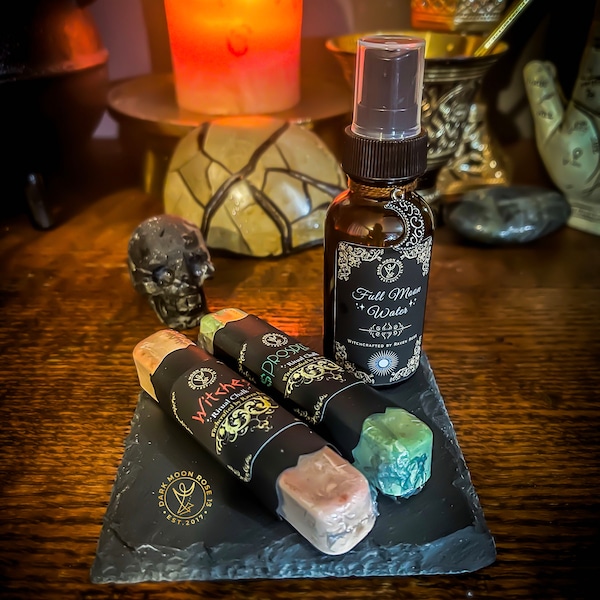 Witch Chalk Ritual Kit | Sigil Magick | Slate Tile | Full Moon Water
