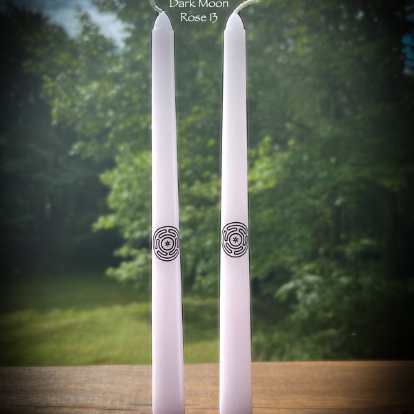 2 Pack Hekate Altar Candles | Tapers | Stropholos | Hekate's Wheel | Labyrinth | Ritual | Devotional | Offering