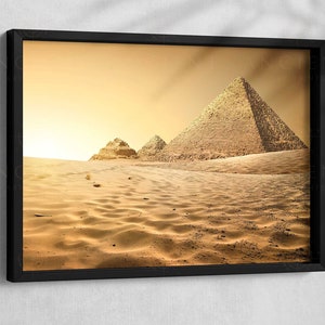 The Great Pyramid of Giza at Dusk Framed Print, Canvas, Poster | Egypt | Egyptian | Pyramids | Pharaoh | History | Ancient Wall Art Décor