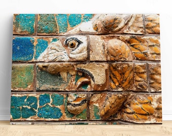 Striding Lion of Ishtar Gate Framed Print, Canvas, Poster | Assyrian | Babylon | Akkadian | Mesopotamian | Sumerian | Wall Art Décor V2
