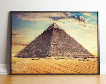 The Great Pyramid of Giza Framed Print, Canvas, Poster | Egypt | Egyptian | Tomb, Pharaoh | Cairo | Arab | History | Ancient Wall Art Décor