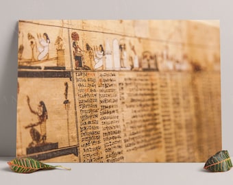 Ägyptisches Totenbuch - Ägyptische Totenbuchkunst - Ägyptischer Papyrus Print, Hieroglyphen Beerdigung Text Poster, Jenseits Mythologie Dekor, Leinwand