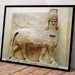 Lamassu Winged Bull Statue wall art print by Ancient Art Prints, Ancient Mesopotamian Guardian Print, Assyrian Palace Sculpture Poster, Babylon Decor