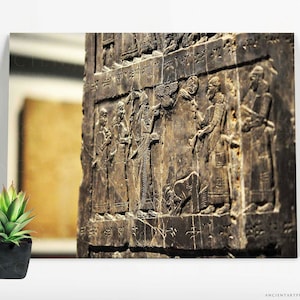 The Black Obelisk Of Shalmaneser III Framed Print, Canvas, Poster | Assyrian | Babylon | Akkadian | Mesopotamian | Sumerian | Wall Art Décor