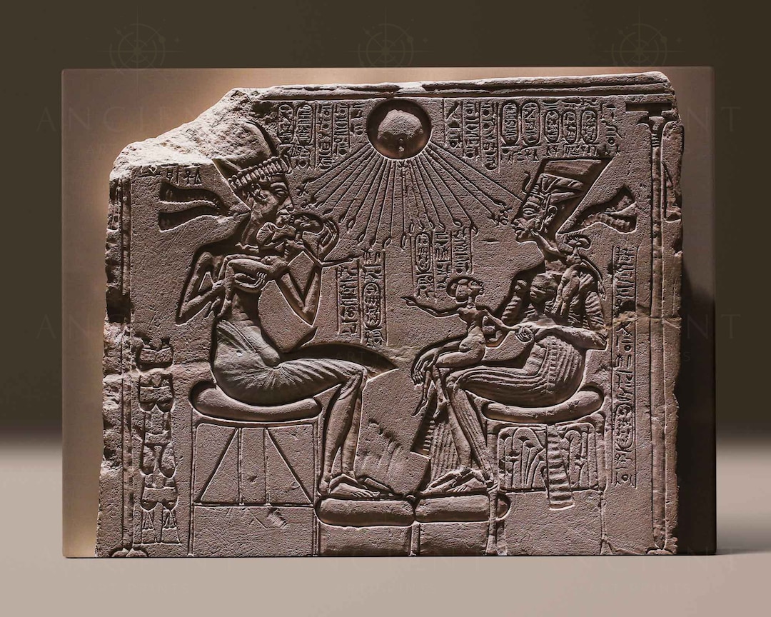 Akhenaten Nefertiti Wall Art - Egyptian Royal Couple Relief Print ...