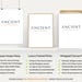 Ancient Art Prints product overview showing three print formats: classic poster, luxury framed print, and wrapped canvas with features, specifications, eco-friendly inks, plexiglass protection, museum-grade materials, and free international shipping