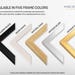 Ancient Art Prints five luxury frame colors: Classic Black, Snow White, Natural Oak, Antique Silver, and Antique Gold, sustainably sourced premium wood with satin oak finish