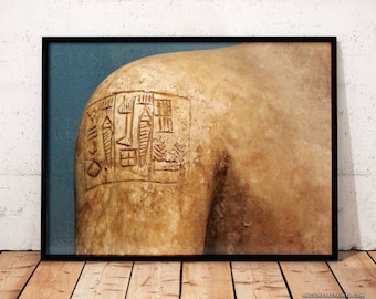 バビロニアの円筒印章アートプリント：古代メソポタミア神話の装飾