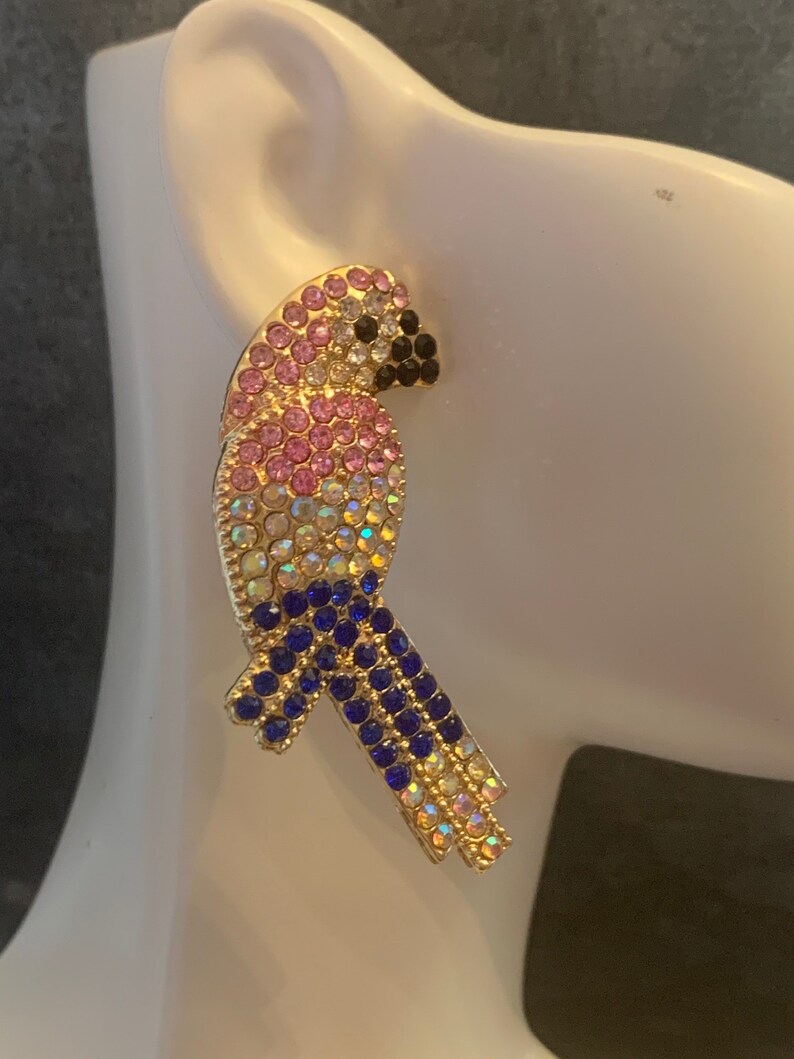 Nature Jewelry Rhinestone Bird Earrings Sparkly Jewelry