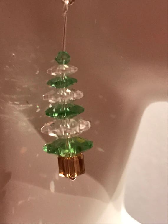 Swarovski Crystal Christmas Tree Earrings Green White Swarovski Crystal Christmas Tree Earrings Green White