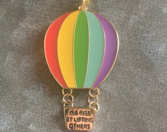 We Rise By Lifting Others * Inspiration Jewelry * Quote Necklace * Hot Air Balloon