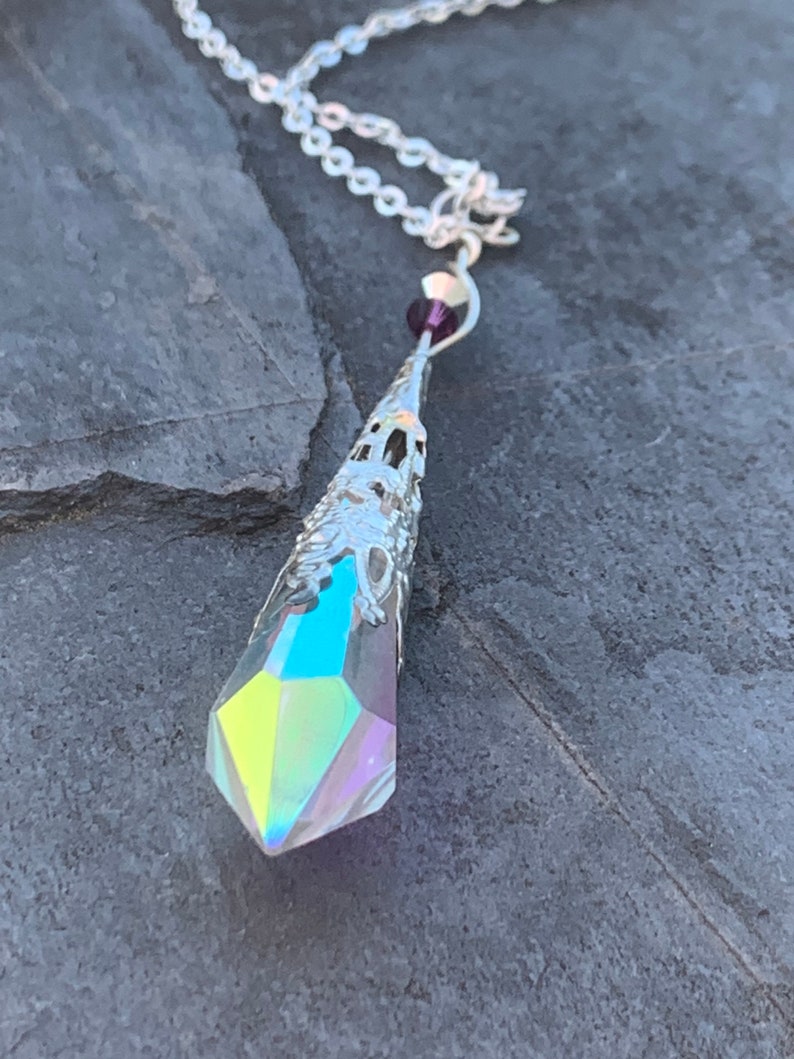 Ab Swarovski Crystal Necklace – Aurora Borealis Lariat Necklace With Swarovski Crystals main image 0