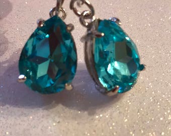 December Birthstone * Aqua Earrings * Aquamarine Jewelry * December Queens * Silver and Blue Crystals