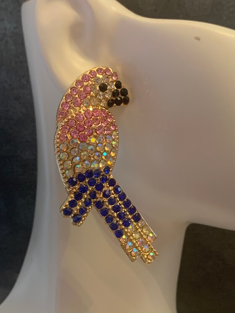 Nature Jewelry Rhinestone Bird Earrings Sparkly Jewelry