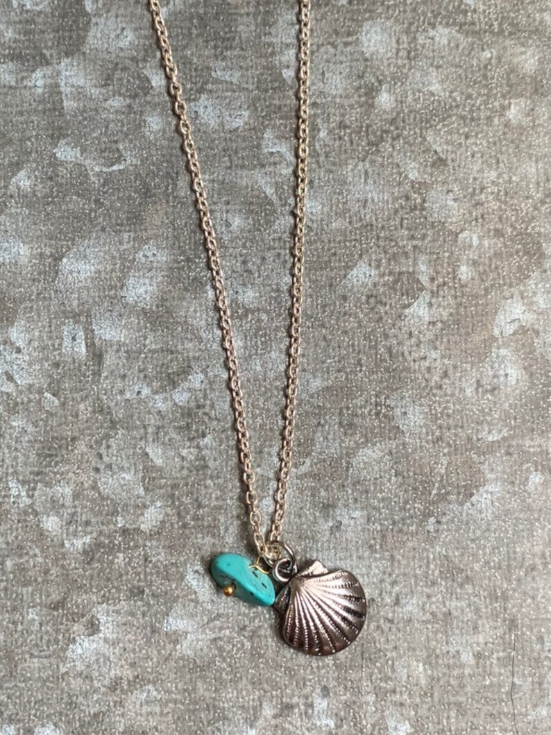 Seashell Necklace Turquoise Jewelry Ocean Jewelry Beach Etsy
