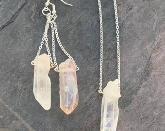 Angel Aura Quartz * Necklace or Earrings * Jewelry Set * Healing Stone Jewelry