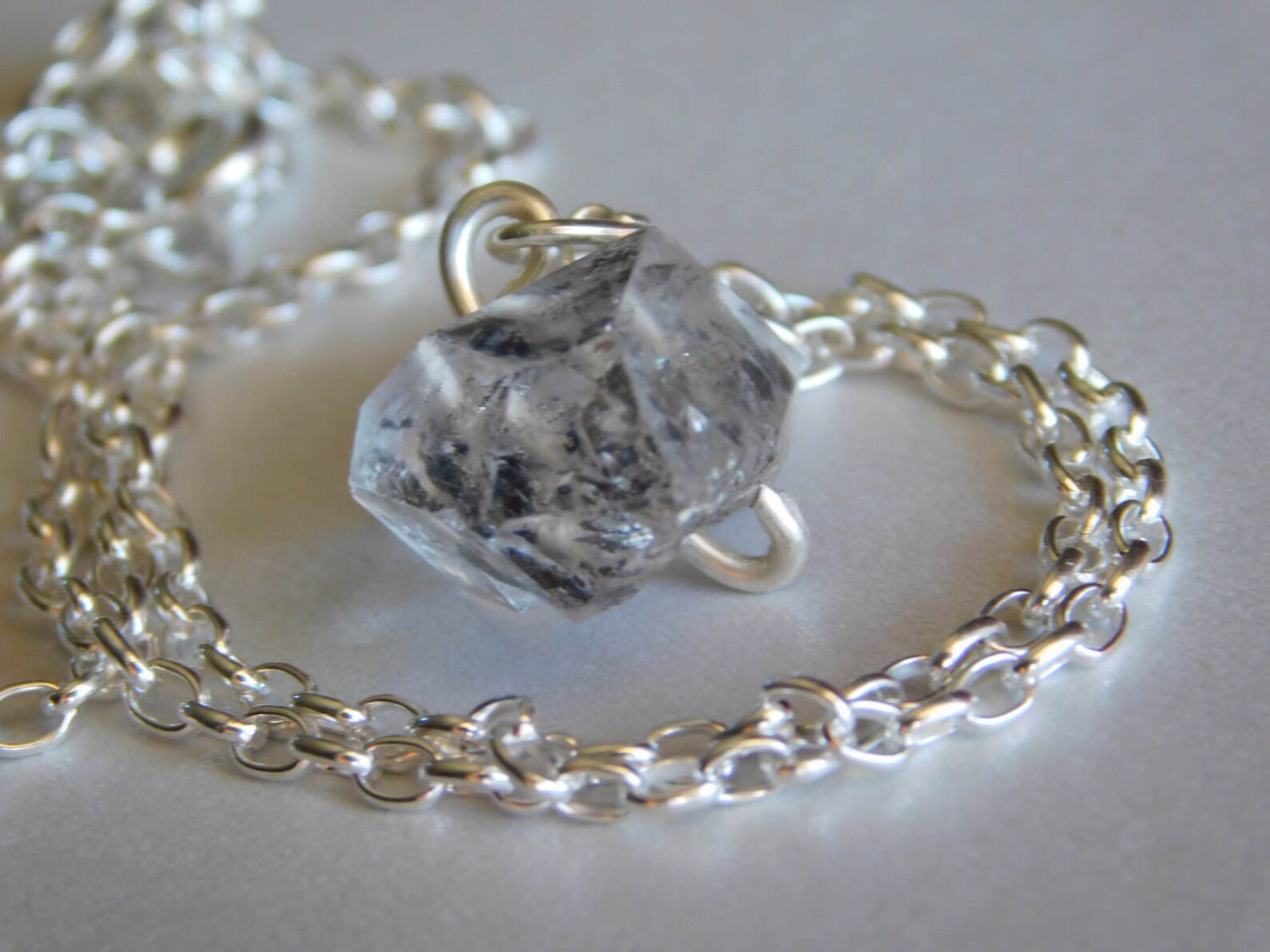 Herkimer Diamond Necklace Single Herkimer Necklace Dainty Etsy