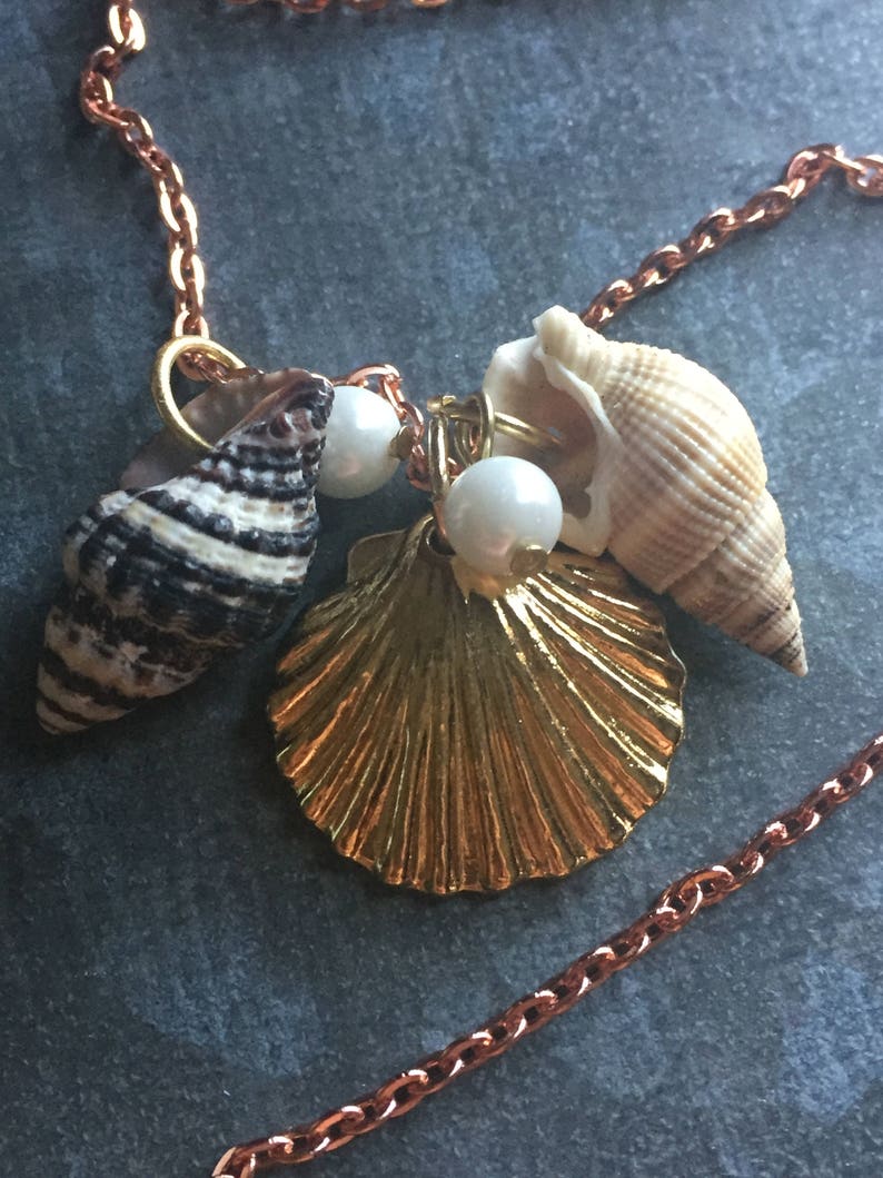 Seashell Necklace Beach Necklace Rose Gold Beach Jewelry | Etsy