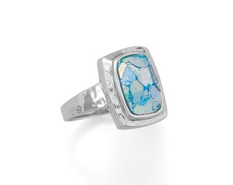 Handmade Ring from Israel Israeli Jewelry Details about   Silver and Roman Glass Solar Ring