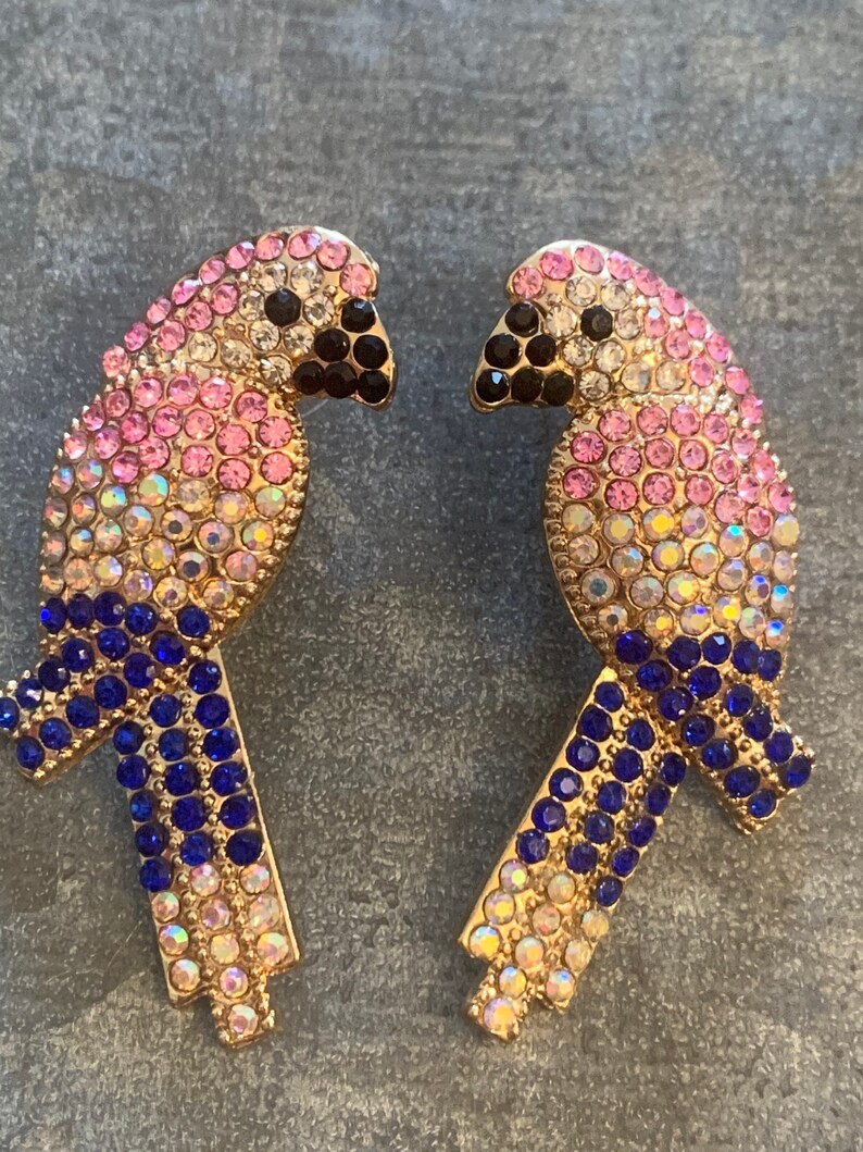 Nature Jewelry Rhinestone Bird Earrings Sparkly Jewelry