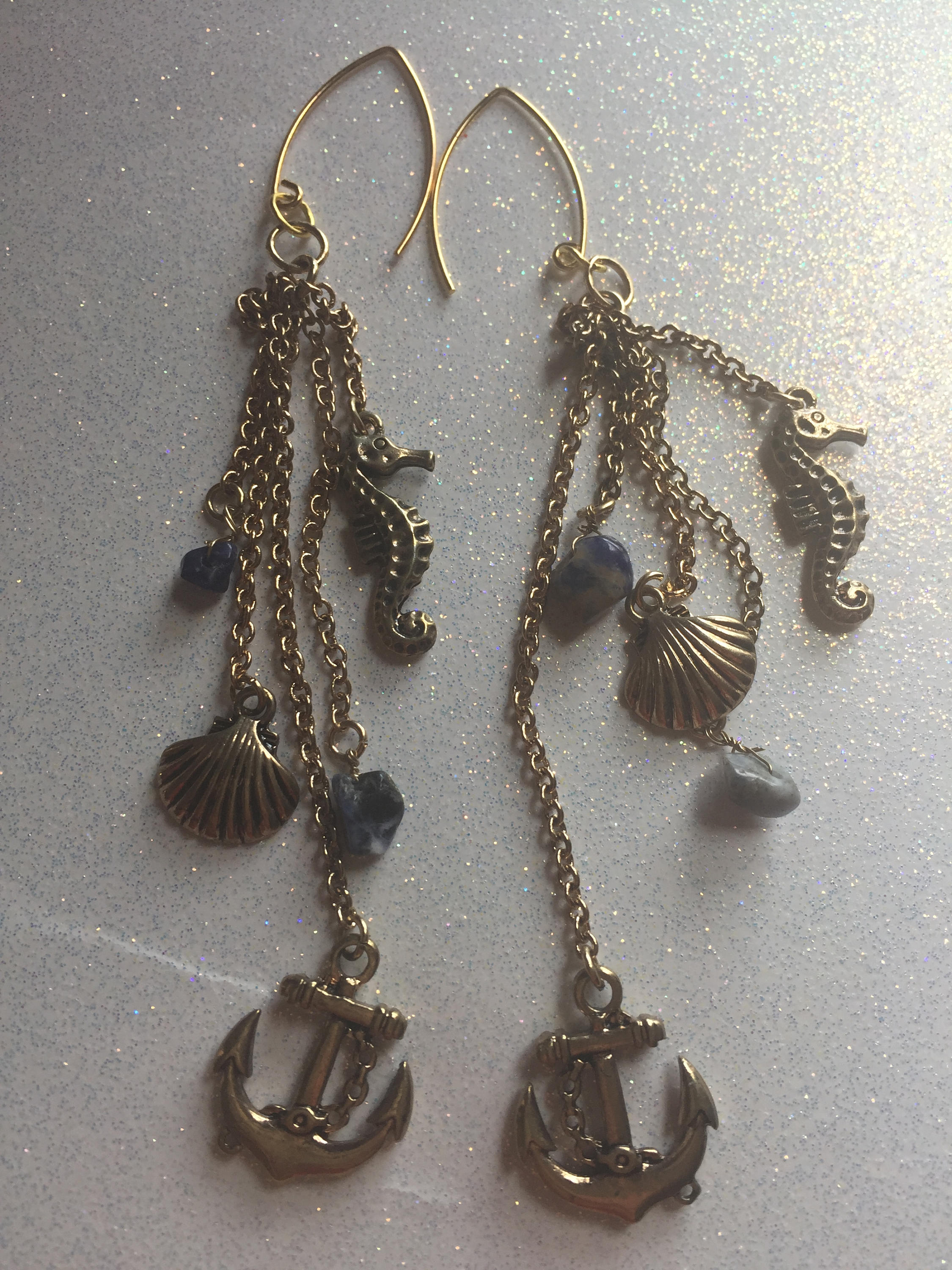 Nautical Earring Beach Jewelry Golden Beach Earrings Etsy