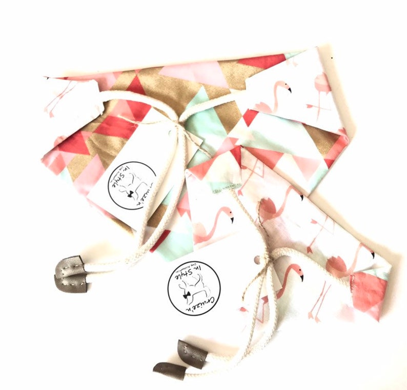 Flamingo Pink Gold Geometric Reversible Bandana!