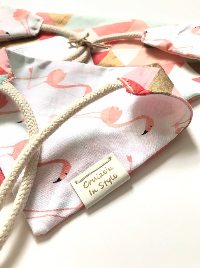 Flamingo Pink Gold Geometric Reversible Bandana!