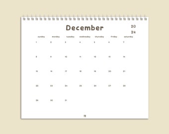 8in x 10in Decorate It Yourself White Calendar / DIY Calendar For Kids / Simple Minimalist Blank 2024 Calendar / 12 Month Doodle Calendar