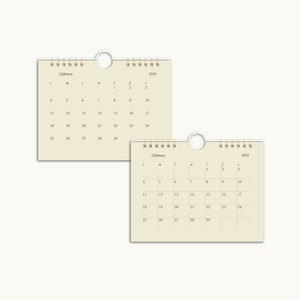 Schlichter minimalistischer Kalender 6in x 4.5in / 2024 Kalender im modernen Design / edler 12-monatiger Kalender in neutralem Beige Bild 9