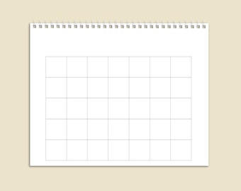 8in x 10in Blank Customizable White Calendar / Simple Minimalist Blank No Words Calendar / No Dates 12 Month Decorate It Yourself Calendar