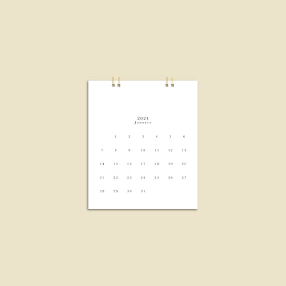 5in X 4.25in Simple Minimalist Mini Pocket Calendar / Minimal Modern Extra Small 2024 Calendar / Clean Design Tiny Desk Calendar - Etsy