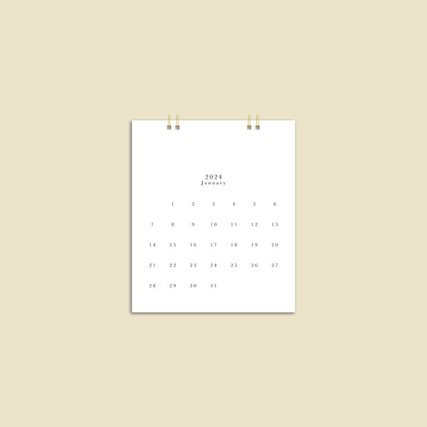 5in x 4.25in Simple Minimalist Mini Pocket Calendar / Minimal Modern Extra Small 2024 Calendar / Clean Design Tiny Desk Calendar