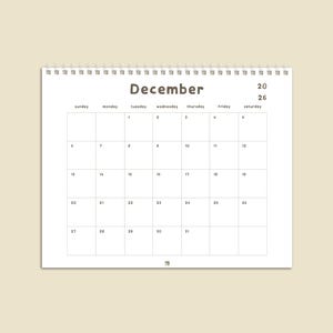 8in x 10in Decorate It Yourself White Calendar / DIY Calendar For Kids / Simple Minimalist Blank 2026 Calendar / 12 Month Doodle Calendar