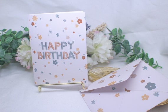 Blank Happy Birthday Card With Envelope / Cute Groovy Happy | Etsy