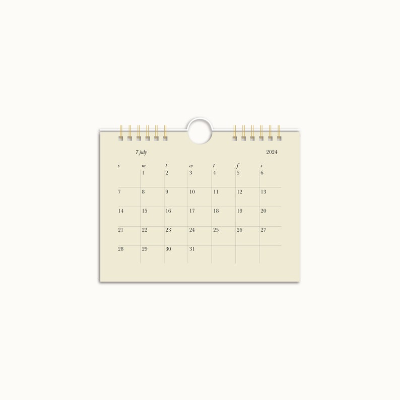 Schlichter minimalistischer Kalender 6in x 4.5in / 2024 Kalender im modernen Design / edler 12-monatiger Kalender in neutralem Beige Yes