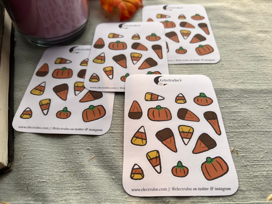 Candy Corn Sticker Sheet / Cute Halloween Candy Stickers / Handdrawn