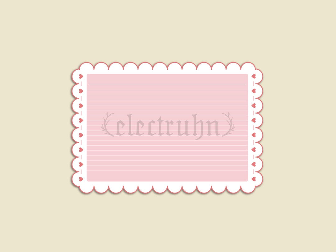 Kawaii Pink Heart Scalloped Edge Border Stationery Card / Cute Frilly ...