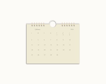 6in x 4.5in Simple Minimalist Calendar / Minimal Modern Design 2024 Calendar / Classy 12 Month Clean Design Neutral Beige Calendar