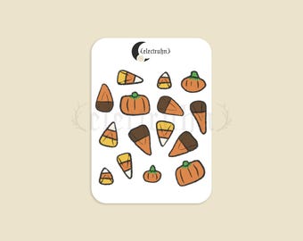 Candy Corn Sticker Sheet / Cute Halloween Candy Stickers / Hand-Drawn Candy Corn Stickers / Cute Spooky Stickers / Cute Halloween Stickers