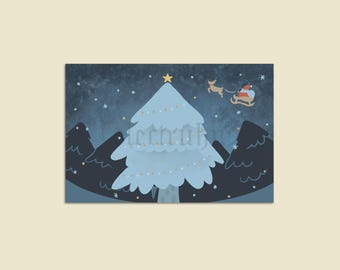 Snowy Christmas Tree Postcard