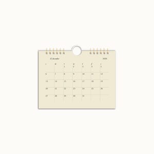 Calendario minimalista simple de 6 x 4,5 pulgadas / Calendario 2026 de diseño minimalista moderno / Calendario elegante de 12 meses con diseño limpio en beige neutro