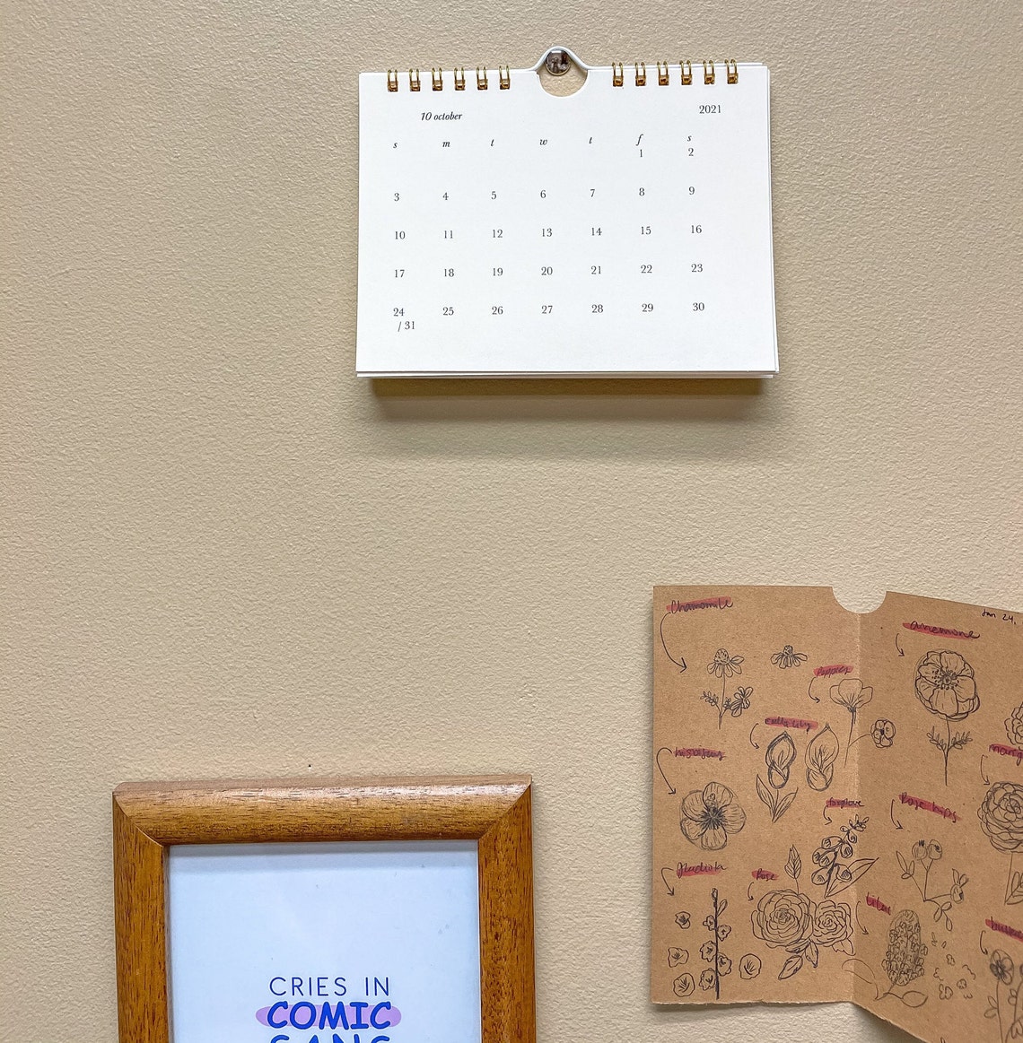 Mini Wall Calendar / Mini Calendar / Simple Minimalist Etsy