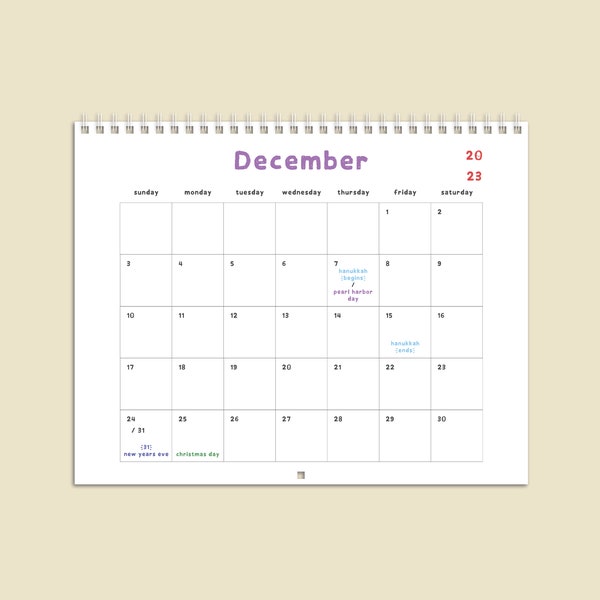 Colorful Calendar Etsy