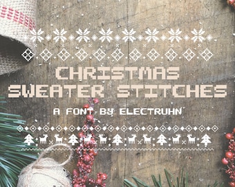 Weihnachten Pullover Stiche Schriftart / Blocky Weihnachten Schriftart / Hässliche Weihnachten Pullover Schriftart / Niedliche Weihnachten Schriftart Download / Kommerzielle Nutzung! :D