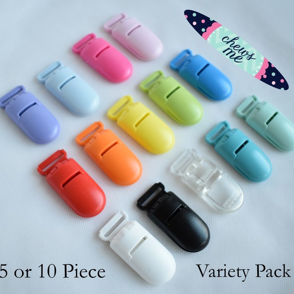 Kam 15mm Plastic Pacifier clip | Variety Pack | Paci | 1, 5, or 10 pieces | Diaper bag | Mitten Clip | Sensory | Stim | Fidget | Lanyard