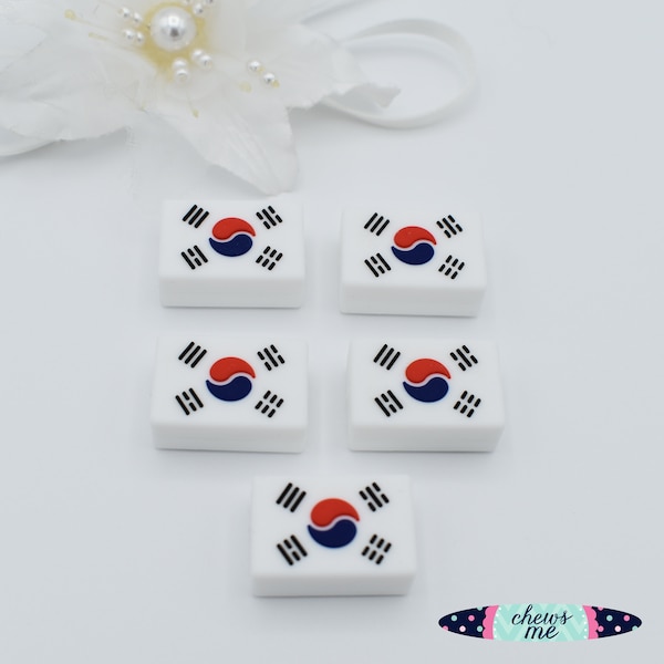 Flag silicone bead | South Korea | Korean | Focal Bead | Chewelry | Sensory | Fidget | Toy | STIM | Chewlery | Autism | ADHD