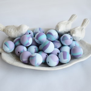 15mm Mermaid Tie Dye Round Silicone Bead | 5 or 10 Beads | Chewelry | Sensory | Fidget | Toy | STIM | Chewlery |  ADHD