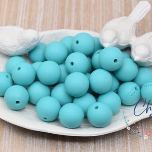 12mm Aqua Blue Round Silicone Beads | 5 or 10 Beads | Chewelry | Sensory | Fidget | Toy | STIM | Chewlery |  ADHD